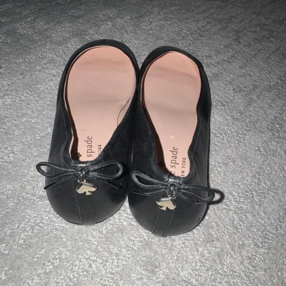 Kate Spade Black Flats with Bow Accent